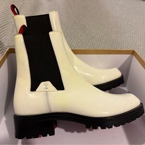 Christian Louboutin White and Black Ankle Boots Size 41.5